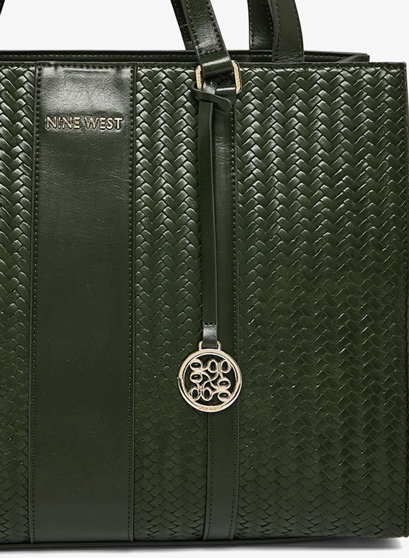 NINE WEST Dark Green Top Handle Logo Detail Tote for Women | Best Price UAE